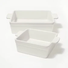 2pc Stoneware Square Baking Dish Set 