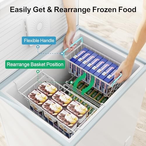 4 Pack Freezer Organizer Bins - Fit 7 Cu.Ft Chest 4 Freezer Basket Set-White - Picture 6 of 7