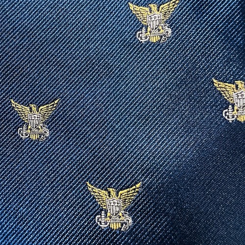 Ben silberne blaue Repp Seidenkrawatte mit US Army Wappen 58 x 3,5 Zoll neu ohne Etikett selten - Bild 3 von 13