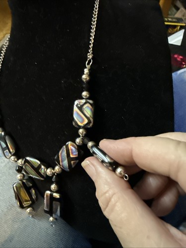 Rainbow Glass Iridescent Painted Bead Wearable Art Necklace Vintage - Picture 7 of 12