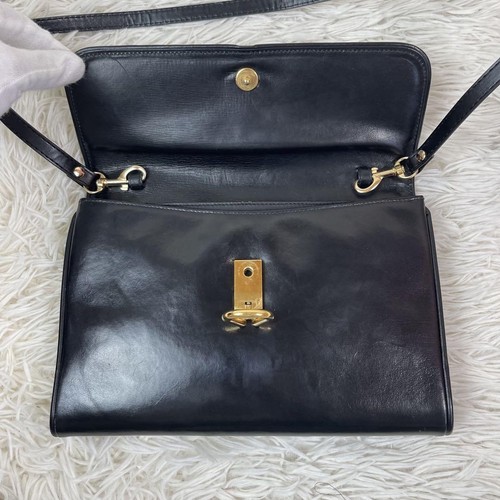 Used EX+ GUCCI GG Interlocking 2way Clutch Bag Shoulder Bag Leather Black - Picture 10 of 24