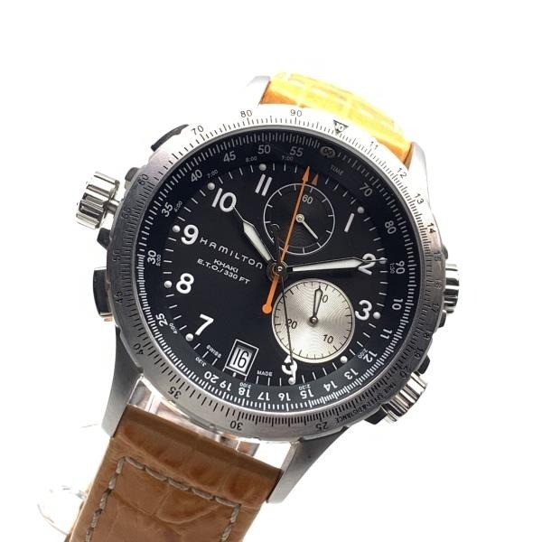 HAMILTON Khaki ETO H776120 Quarz Orange Schwarze Armbanduhr
