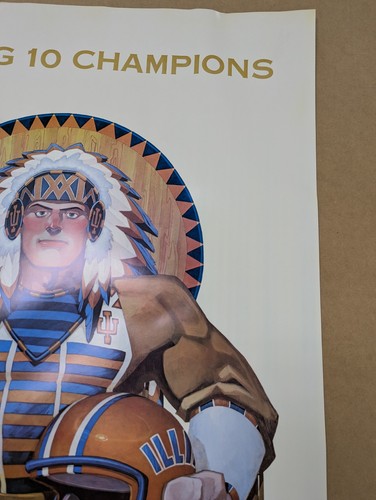 Póster de fútbol americano de colección Fighting Illini 1983 Big 10 Champs Chief Illiniwek Illinois - Imagen 7 de 14