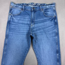 Wrangler Jeans Mens 36x32 Blue Retro Slim Straight Western Cowboy Denim Pants