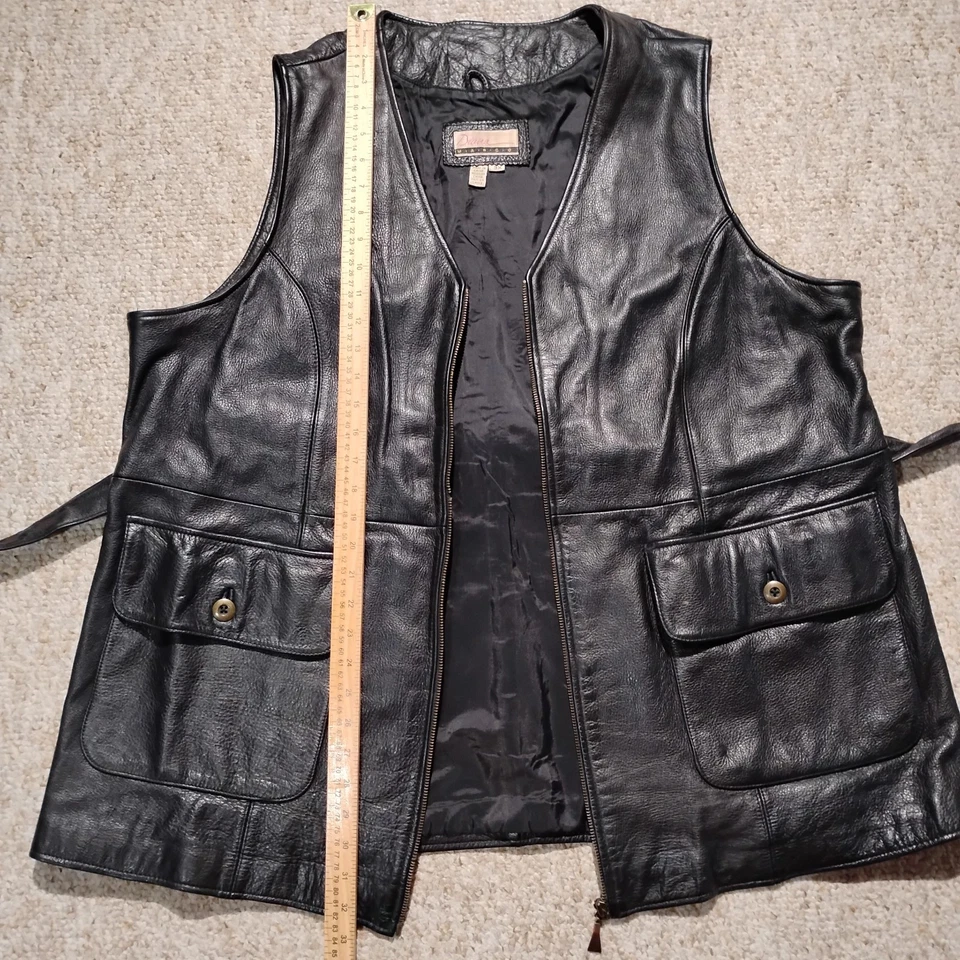 Diana Marco Vintage Leather Belted Biker Vest Size 3X - Image 4 of 4