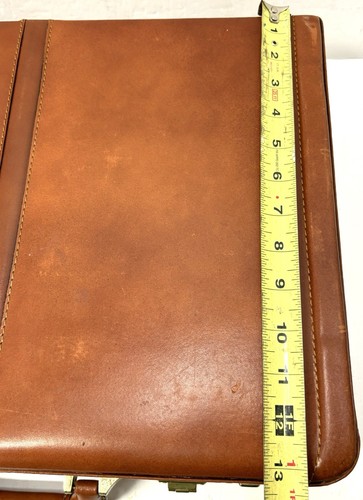 Vintage Brown Leather Briefcase Rigid Combination Lock Expandable File Folder - Picture 9 of 14