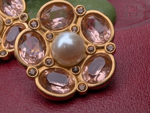 Vintage Ohrringe Swarovski Kristall Rosa & Gold, romantisches Geschenk - Bild 2 von 20