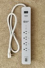 COMMERCIAL ELECTRIC SURGE PROTECTOR & USB CHARGER, 3 ft. White, 4-Outlets
