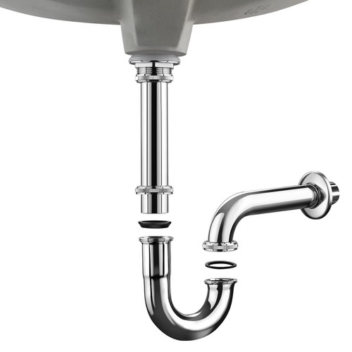 Abflussgarnitur Ablauf Röhrensiphon Messing G1 1/4 Zoll Siphon für Waschbecken - Bild 12 von 21