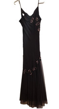 Xscape Maxi Dress  Brown Beaded Gown Size 12