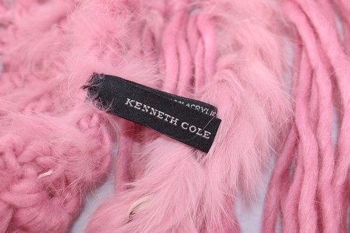 Vintage Kenneth Cole Pink Super Soft Real Rabbit Fur and Acrylic Fringe Scarf - Picture 5 of 5