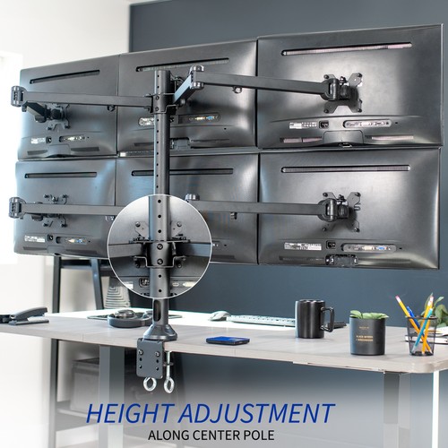 VIVO Steel Hex Monitor Desk Mount Adjustable Stand | Six (6) Screens up to 32" - Picture 8 of 10
