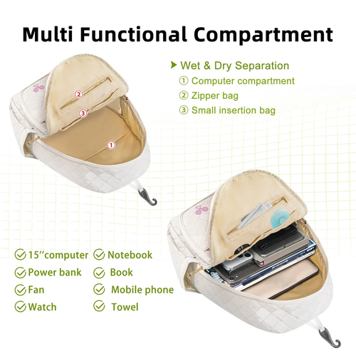 Tennis Backpack Tennis Bag - Large Storage Holds 2-3 Rackets and Necessities ... - Picture 7 of 14