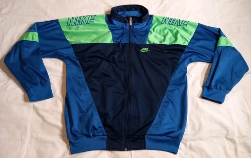 VINTAGE 1990'S NIKE MENS TRACK TOP JACKET BLUE/GREEN RETRO SIZE M - Picture 1 of 17