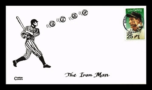 US COVER LOU GEHRIG BASEBALL FIRST DAY ISSUE SCOTT 2417 CANTON CACHET