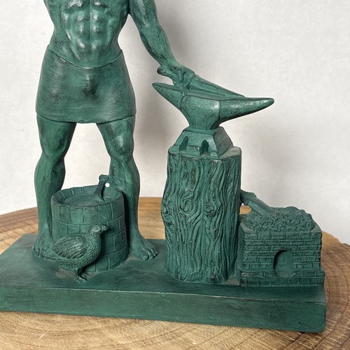 SASO 2010 9.25” HEPHAESTUS GOD OF FIRE FORGING SWORD GREEN BRONZE COLOR STATUE - Picture 4 of 9