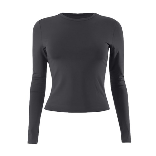 Women's Basic Long Sleeve Tops Slim Fit Stretchy Crew Neck T-Shirt Plain US - Picture 10 of 36