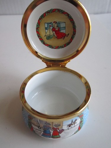 1997 HALCYON DAYS ENAMEL CHRISTMAS BOX - IN THE BOX WITH CERTIFICATE - MINT COND - Picture 4 of 8