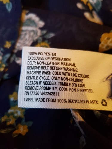 Mossimo Womens Sheer Blue Floral Blouse Roll Tab Sleeves Tag XL fits size Large - Picture 6 of 6