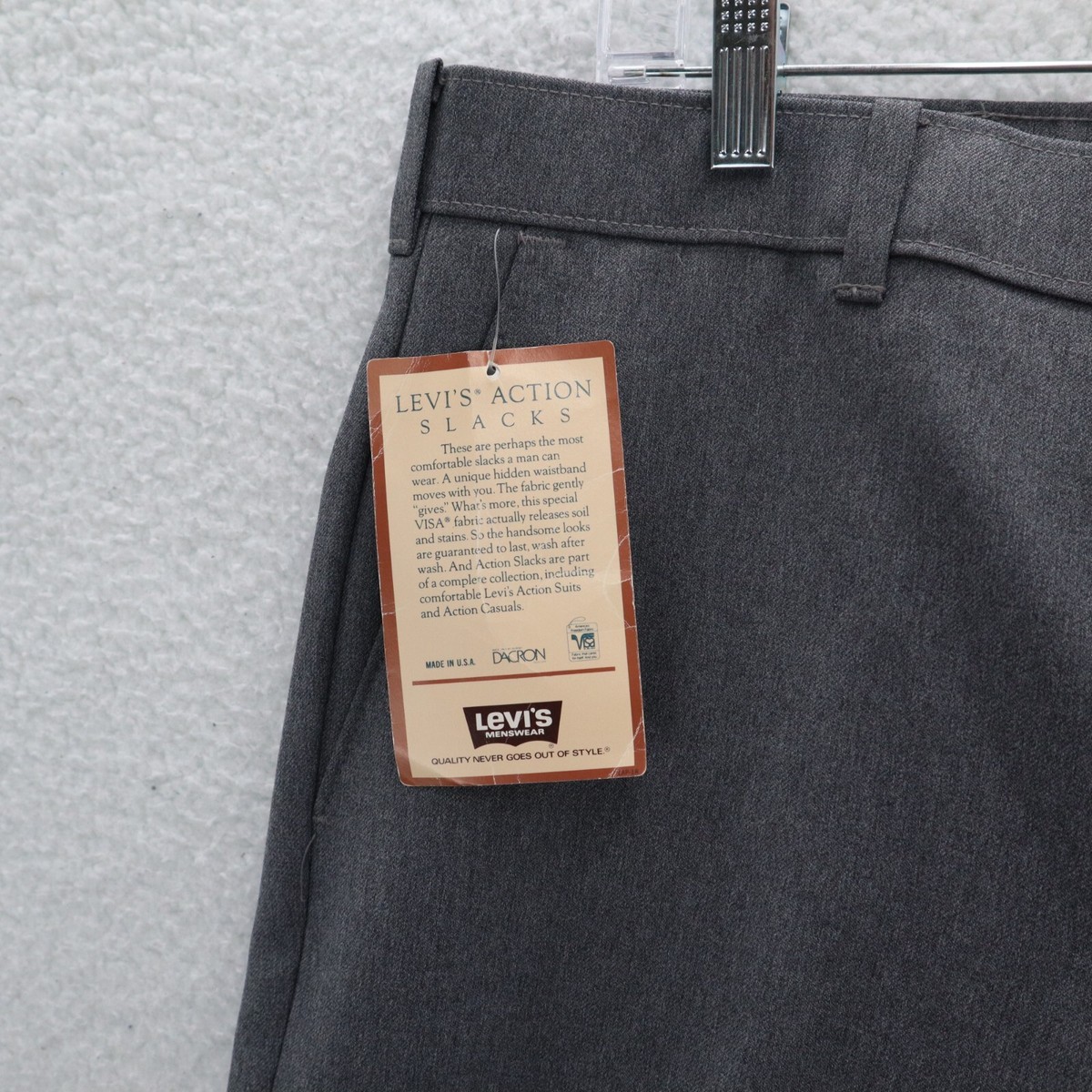 VTG Levi's Pants Men's 34x31 Gray Action Slacks Straight USA