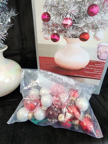 Pier 1 imports silver iridescent 18 in Christmas tree white base with ornaments - Picture 7 of 9