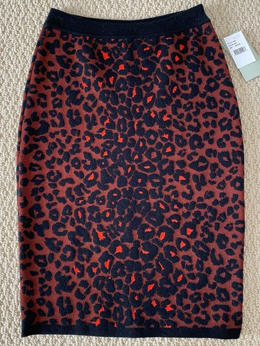 NWT A.L.C. Ellwood Burgundy Black Leopard Stretch Knit Pencil Skirt Sz M $395 - Picture 8 of 11