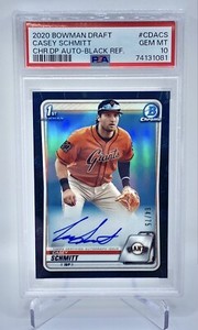 PSA 10 Casey Schmitt 2020 Bowman Draft Chrome 1st Auto Black Refractor /75 POP 6