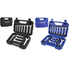 WORKPRO 12-Piece Stubby (Ratcheting) Combinatio Wrench Sets w/Case Metric 8-19mm