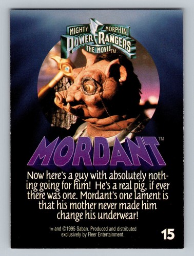 Mordant 1995 Ultra Mighty Morphin Power Rangers: The Movie #15 Card - Picture 2 of 2