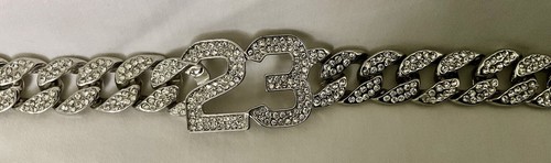 Rare Michael Jordan Crystal Rhinestone 23 Silver Tone Bracelet Unsigned 9.25" - Picture 5 of 18