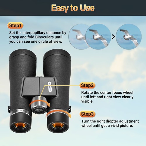 10x50 ED Binoculars High Power BAK4 Prism FMC Lens with Strap Carrying Bag - Picture 4 of 9