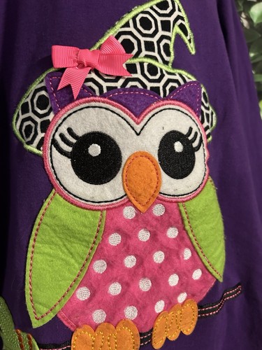 Emily Rose Halloween Top Owl Witch Purple Girls 8 - Picture 2 of 7