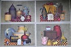 Vintage set of 4 Kirby Co. Kitchen Americana 17.5"x11.5" laminate placemats