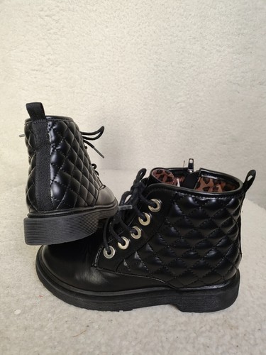 Steve Madden Shorti Girls Boots 2M Black PU Leather Lace Up Ankle Flat Shoes - Picture 17 of 22