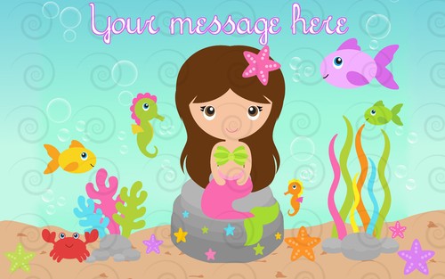 MERMAID girl Image Edible Cake topper Design - Picture 7 of 11