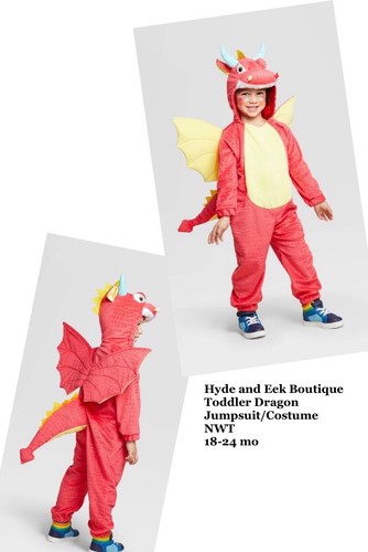 Kleinkind Drache Plüsch Kostüm Größe 18-24 Monate Jumpsuit Einteiler Reißverschluss Schwanzflügel