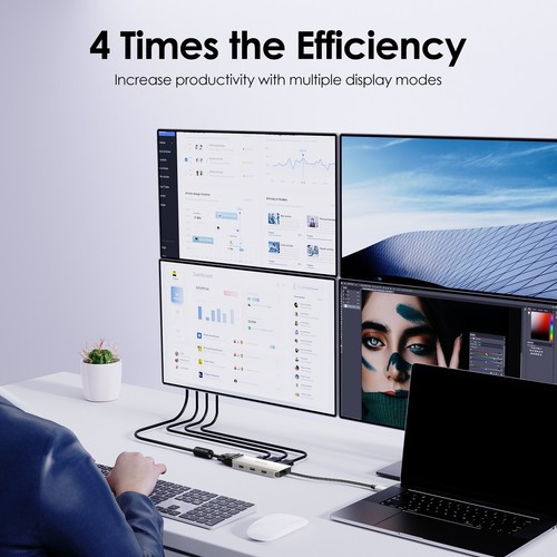 7in1 USB-C Universal Quad Display 4K@144Hz Docking Station DisplayPort HDMI VGA - Picture 6 of 13