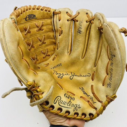 Vintage Rawlings Reggie Jackson Baseball Handschuh GJ90 Deep Well Pocket Right Throw