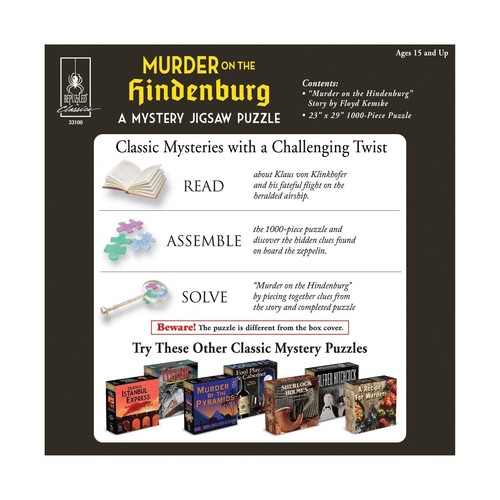 New - BePuzzled Murder on the Hindenburg Classic Mystery Jigsaw Puzzle: 1000 Pcs - Foto 2 di 6