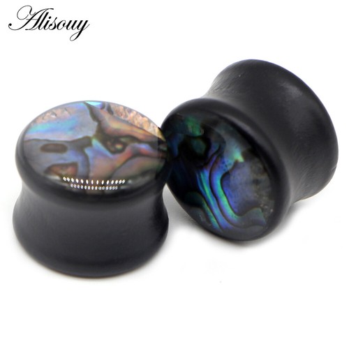 Organic Wood Earlet EAR GAUGE FLESH TUNNEL DOUBLE FLARED Ear PLUG Pair 8-30mm - Picture 25 of 25