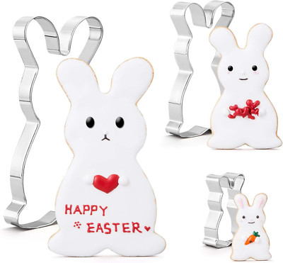 Easter Bunny Cookie Cutter Set - 3 Stainless Steel Shapes for Baking Fun