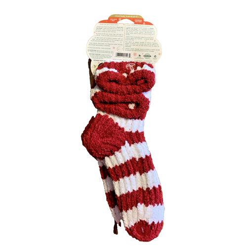 EARTH THERAPEUTICS Red & White Striped Dream Silk COZY SOCKS w/Shea Butter NWT - Picture 3 of 3