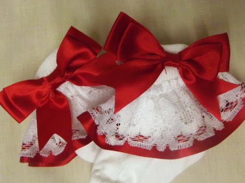 DREAM GIRLS RIBBON BOW CHOICE 16 COLOURS FRILLY SOCKS ALL SIZES OR REBORN DOLLS  - Picture 12 of 23