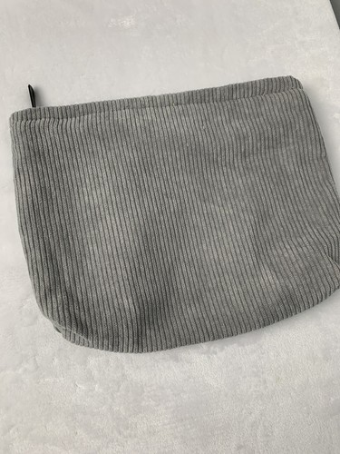 Gray Corduroy Storage Case Soft Sided Unisex For Travel Makeup Pens Cords - Picture 2 of 6