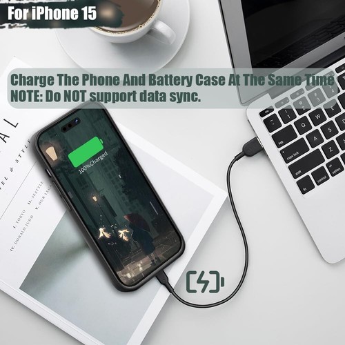 Battery Case for iPhone 15, 5000mAh Rechargeable Extended Battery Charging/Charg - 第 6/7 張圖片