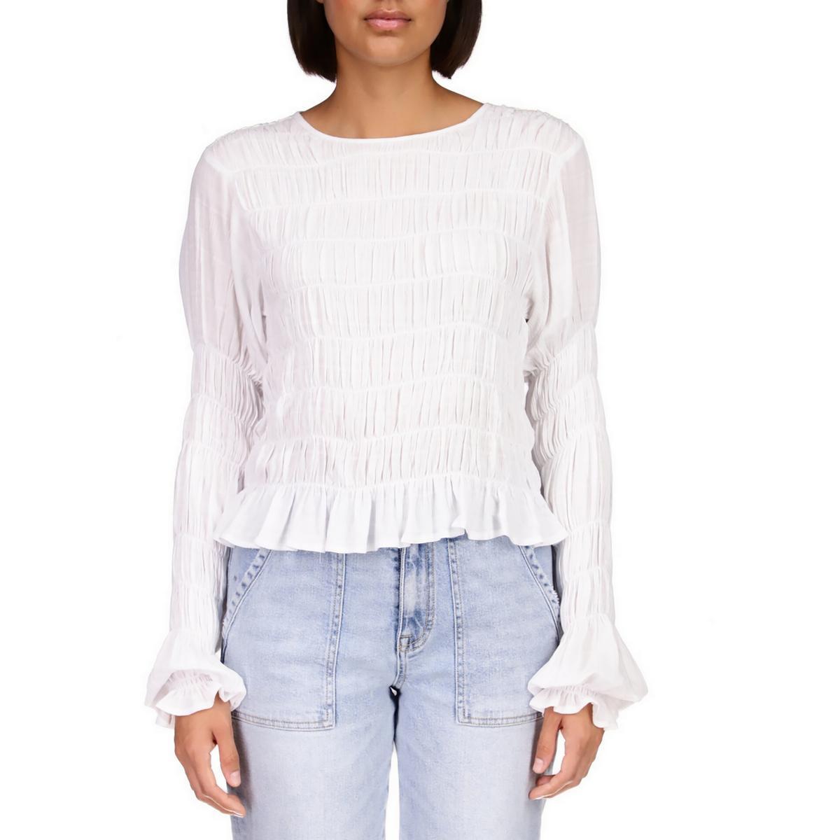 Женский белый приталенный топ Sanctuary, рабочая одежда, блузка-рубашка L BHFO 3081