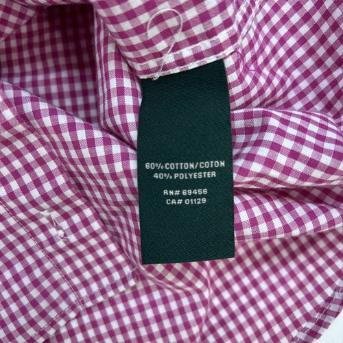 Lauren Ralph Lauren Button Up Long Sleeve Youth 18 Pink Checked - Picture 8 of 10