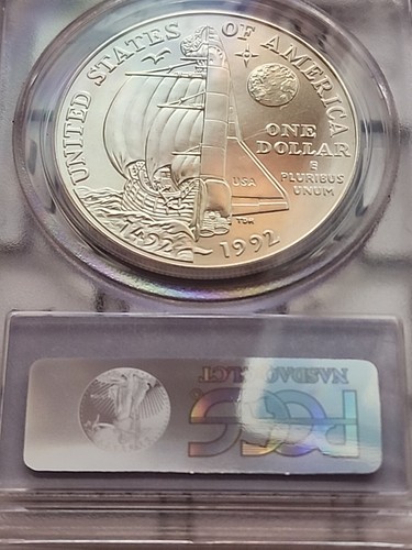 1992-D $1 Columbus PCGS MS 69-- 90% Silver -SEE STORE WW2 MEDALS -PCGS COINS - Picture 6 of 9