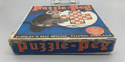 Vintage Knobelspiel pädagogisches Sprungspiel Puzzle Peg Lubbers & Glockeneule 1930er - Bild 2 von 11