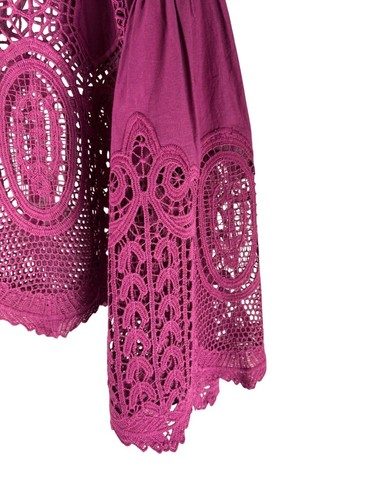 Anthropologie Chloe Oliver Magenta Pink Lace Bell Sleeve Blouse, Women's Small - Picture 9 of 9